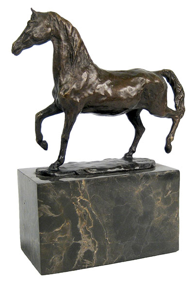 Horse Galloping Bronze Sculpture on Marble Stand